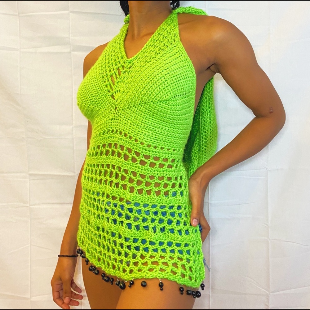 Backless Crochet Hoodie Top